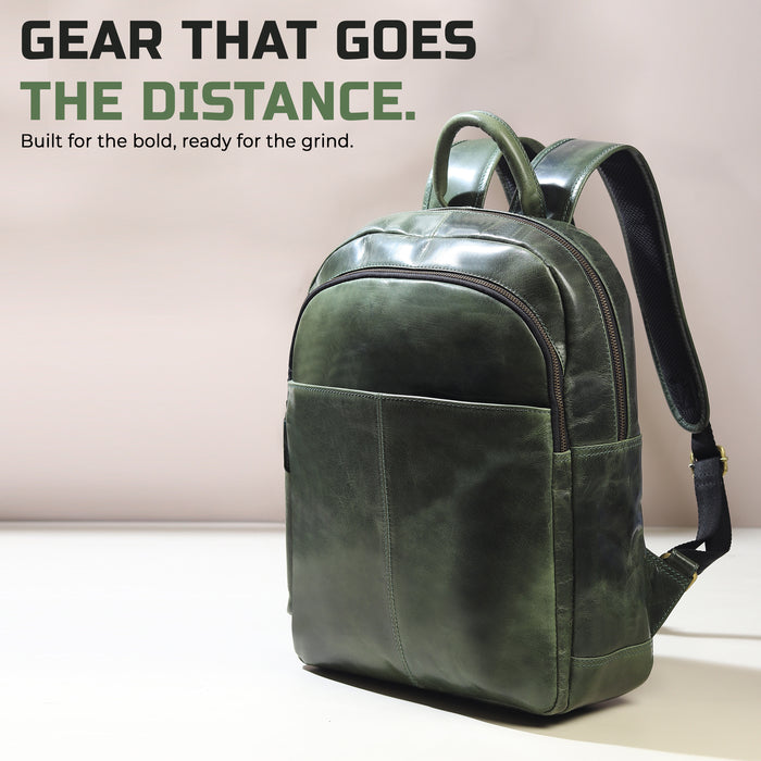 Luxury Italian Leather Backpack, Green - Osadia Concept Store