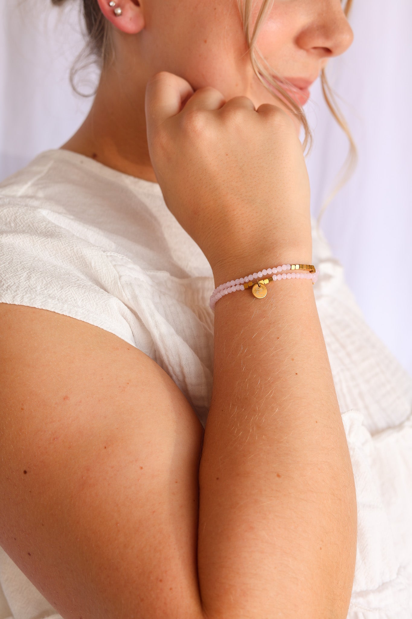 Clara Stretch Bracelet Set in Ballet Pink