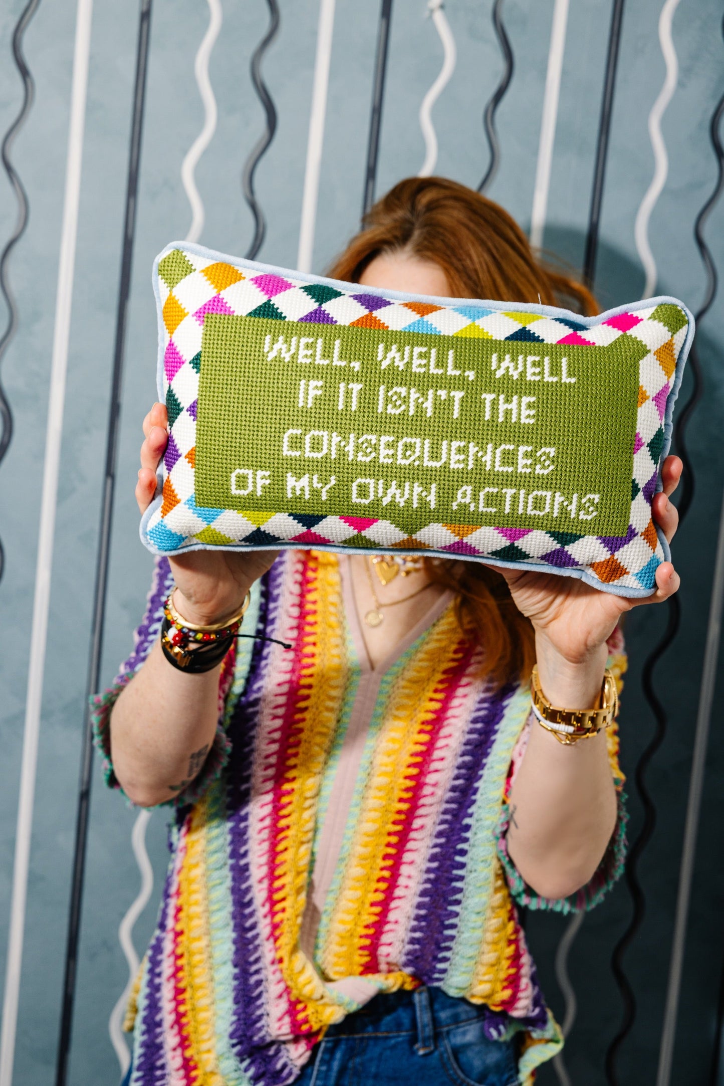 Well Well Well Needlepoint Pillow - Osadia Concept Store