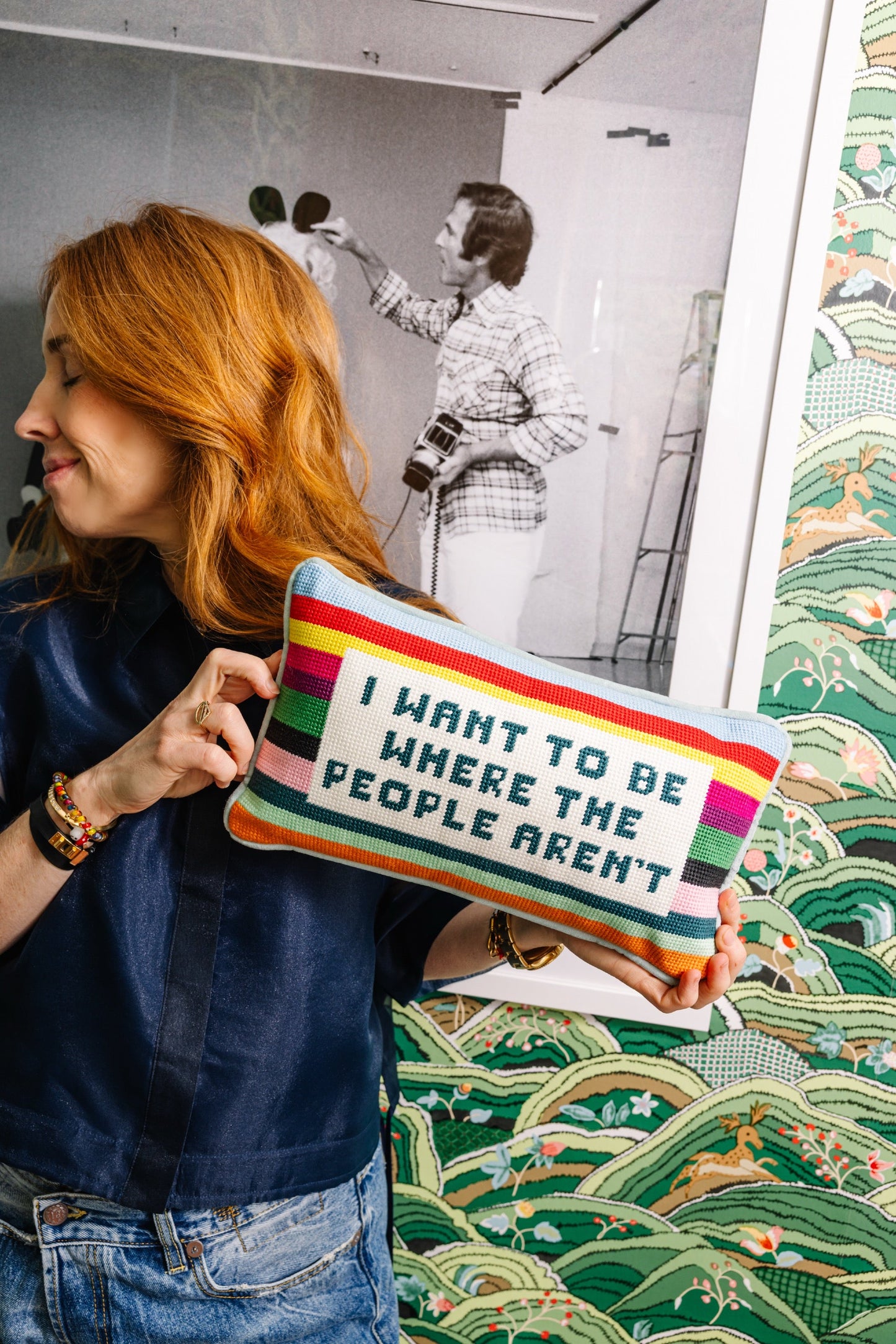 Where the People Aren't Needlepoint Pillow - Osadia Concept Store