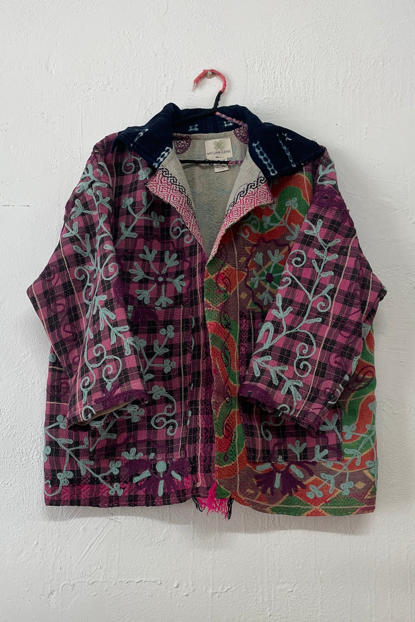 Vintage Suzani Hand-Quilted & Chain-Stitched Quarter Chore Jacket