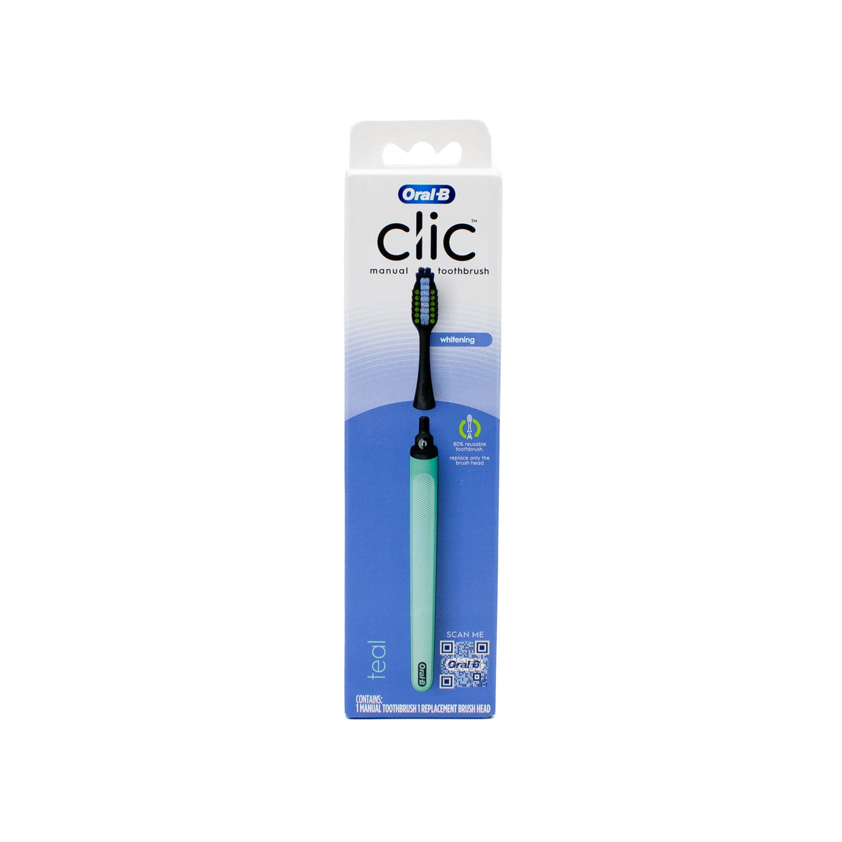 Oral-B Clic Manual Toothbrush with Replaceable Brush Head TEAL - New