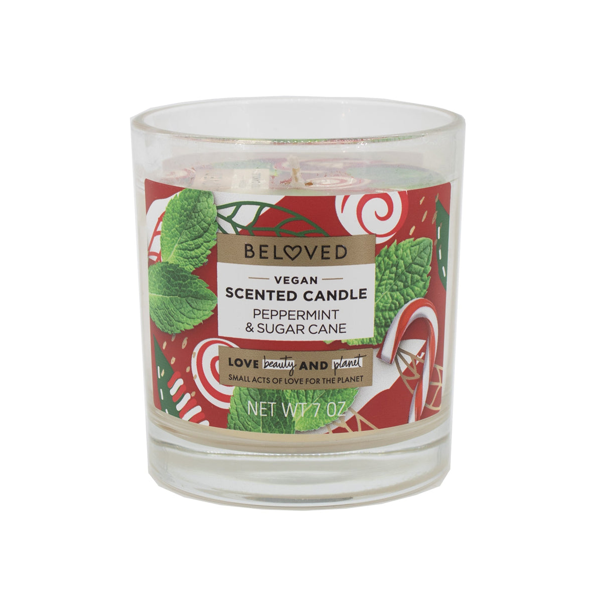 Beloved Vegan Scented Candle Peppermint & Sugarcane 7oz - New
