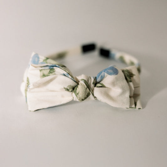 Three Little Bows Headband- Fleurs bleues - Osadia Concept Store