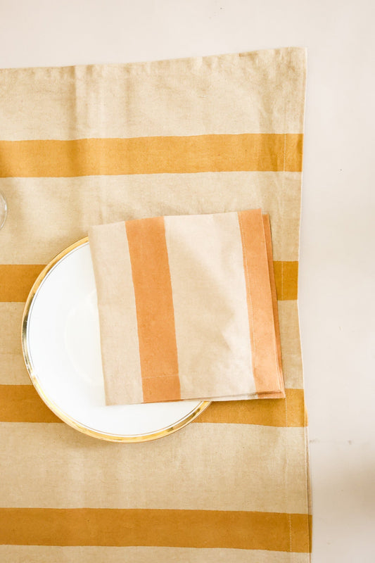 Oh! Stripes (Ochre) Block Print Napkins