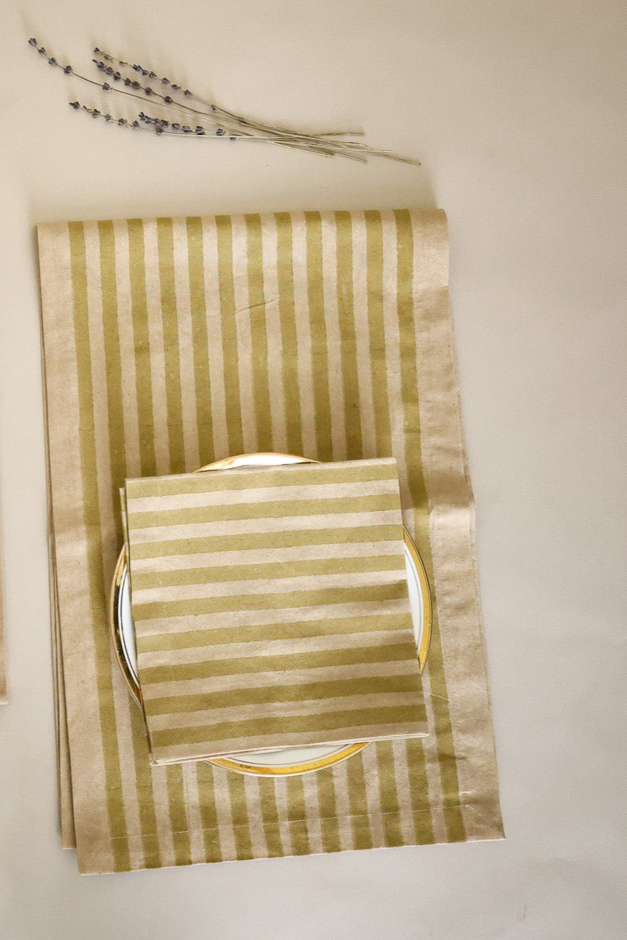 Oh! Stripes (Lime) Block Print Napkin