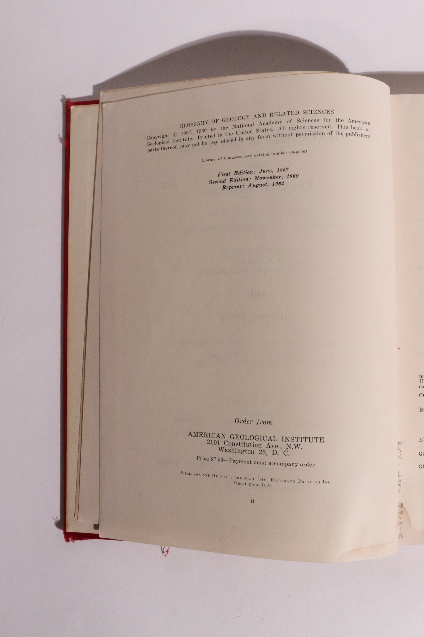 Glossary of Geology and Related Sciences w/ Supplement – American Geological Institute – 1962