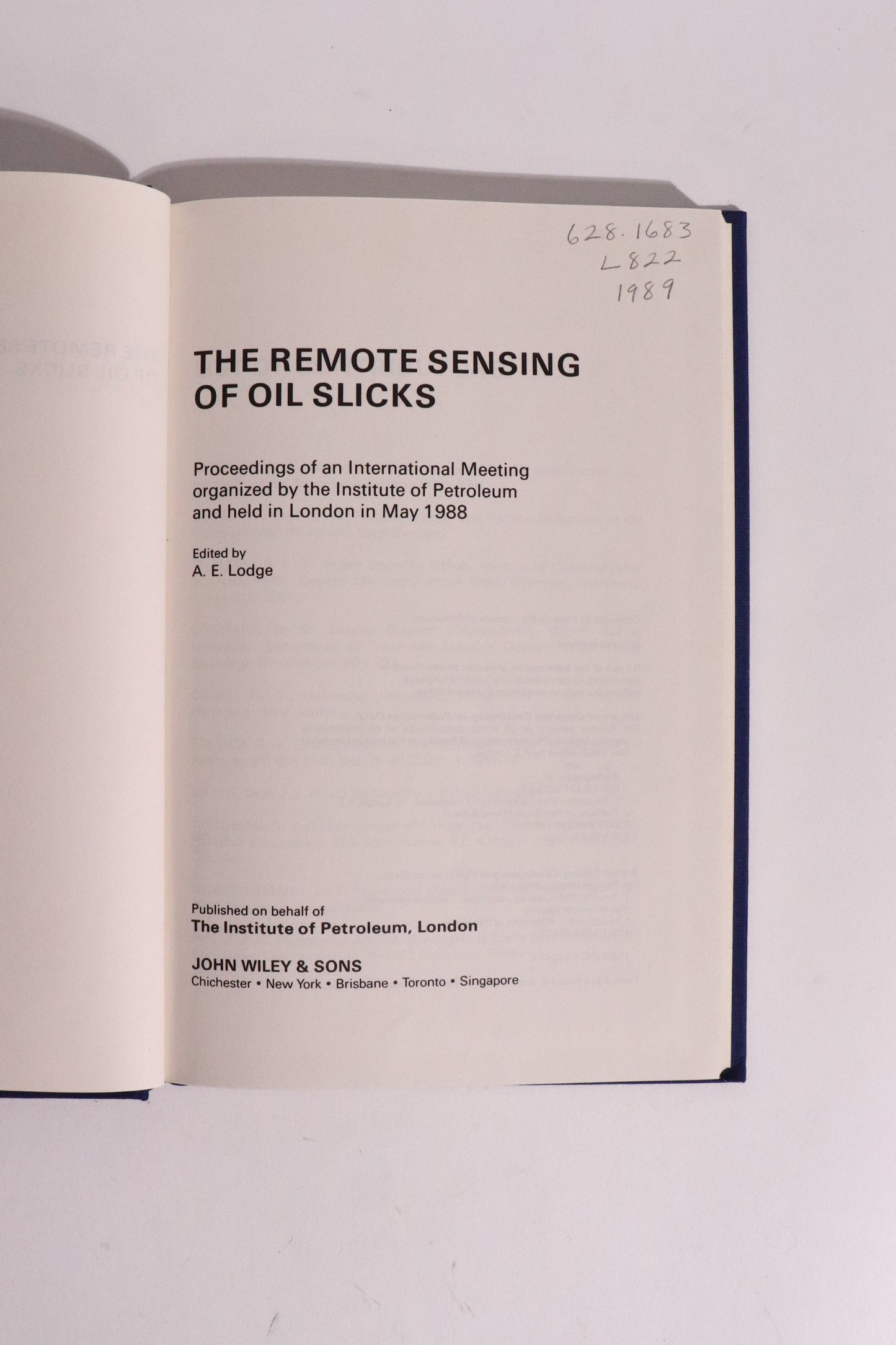 The Remote Sensing of Oil Slicks — 1989