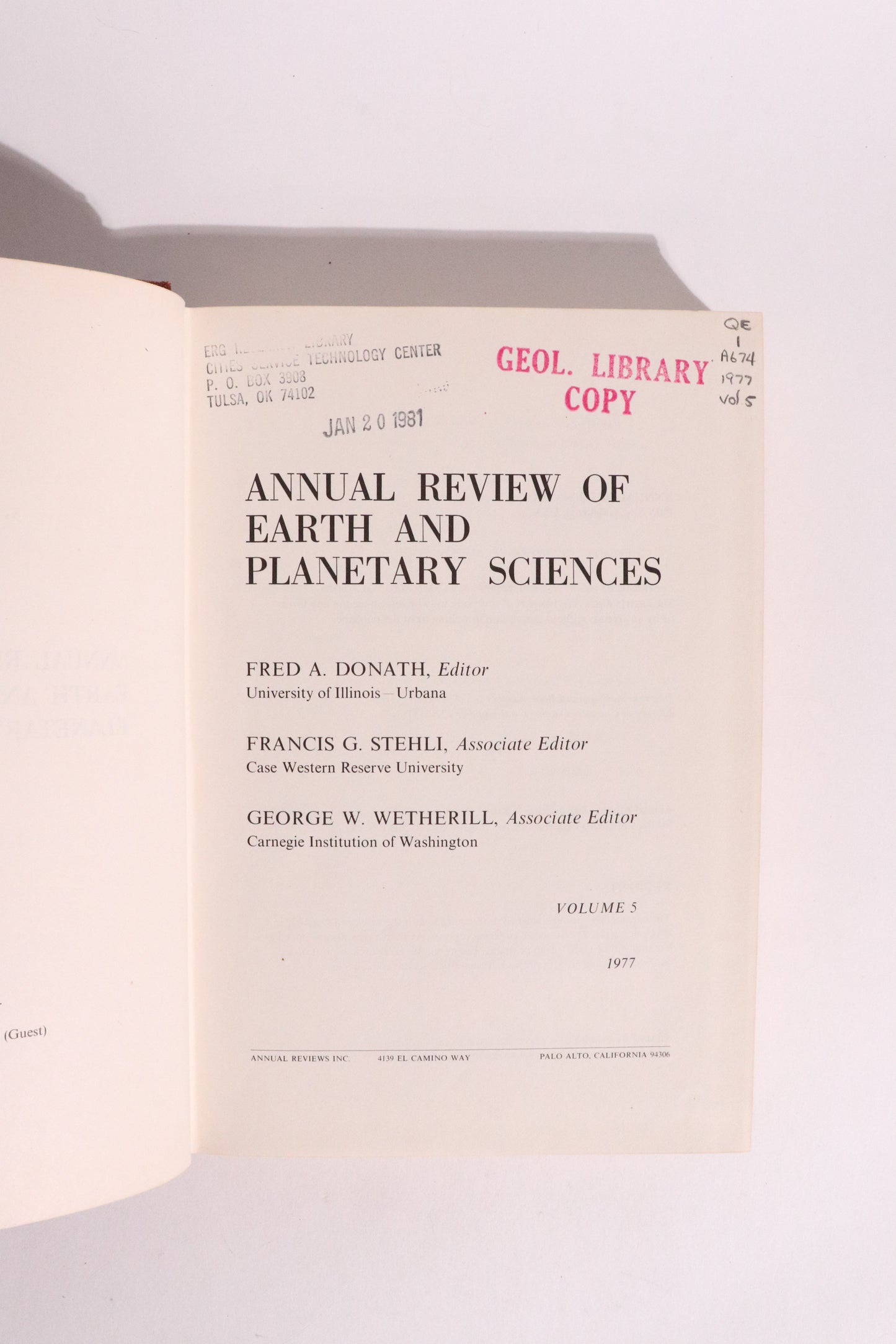 Annual Review of Earth and Planetary Sciences, Volume 5 (1977) — Geology, Moon, Mars & Paleoclimate