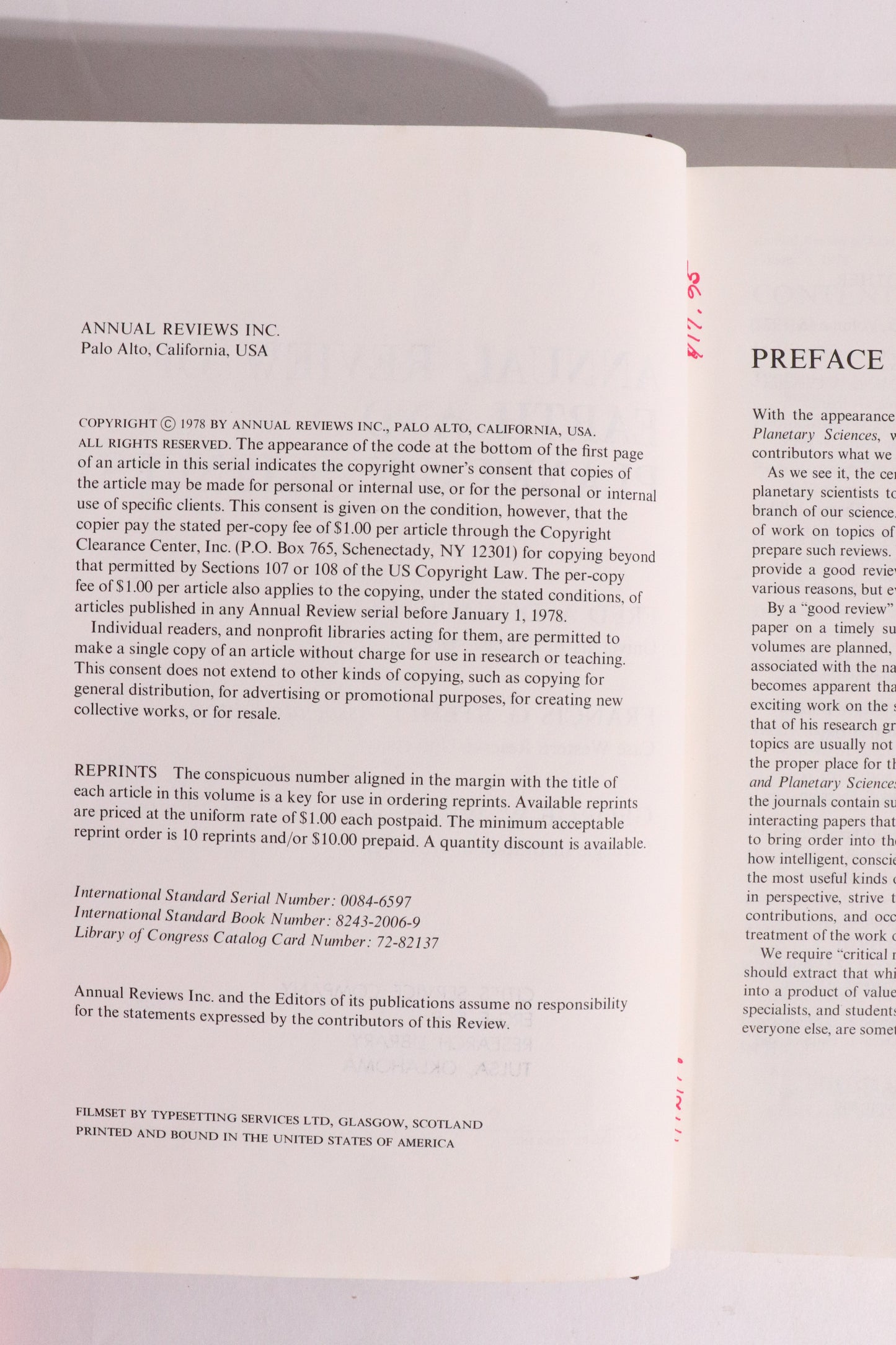 Annual Review of Earth and Planetary Sciences, Volume 6 (1978) — Jupiter’s Moons, Ozone Layer, Mantle Convection & Climate