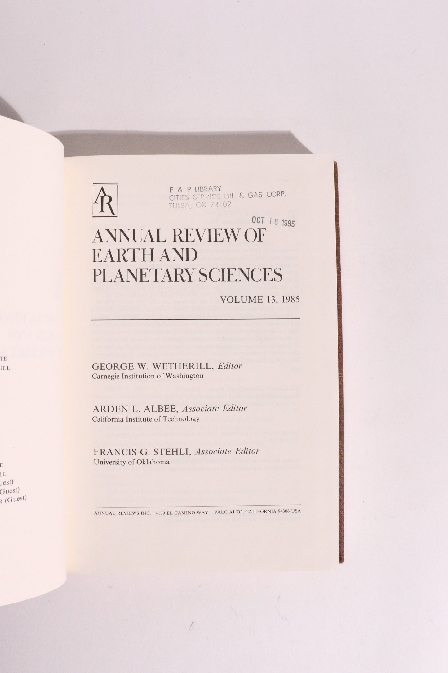 Annual Review of Earth and Planetary Sciences, Volume 13 (1985) — Cosmic Dust, Lunar Magma Ocean & Ancient Earth