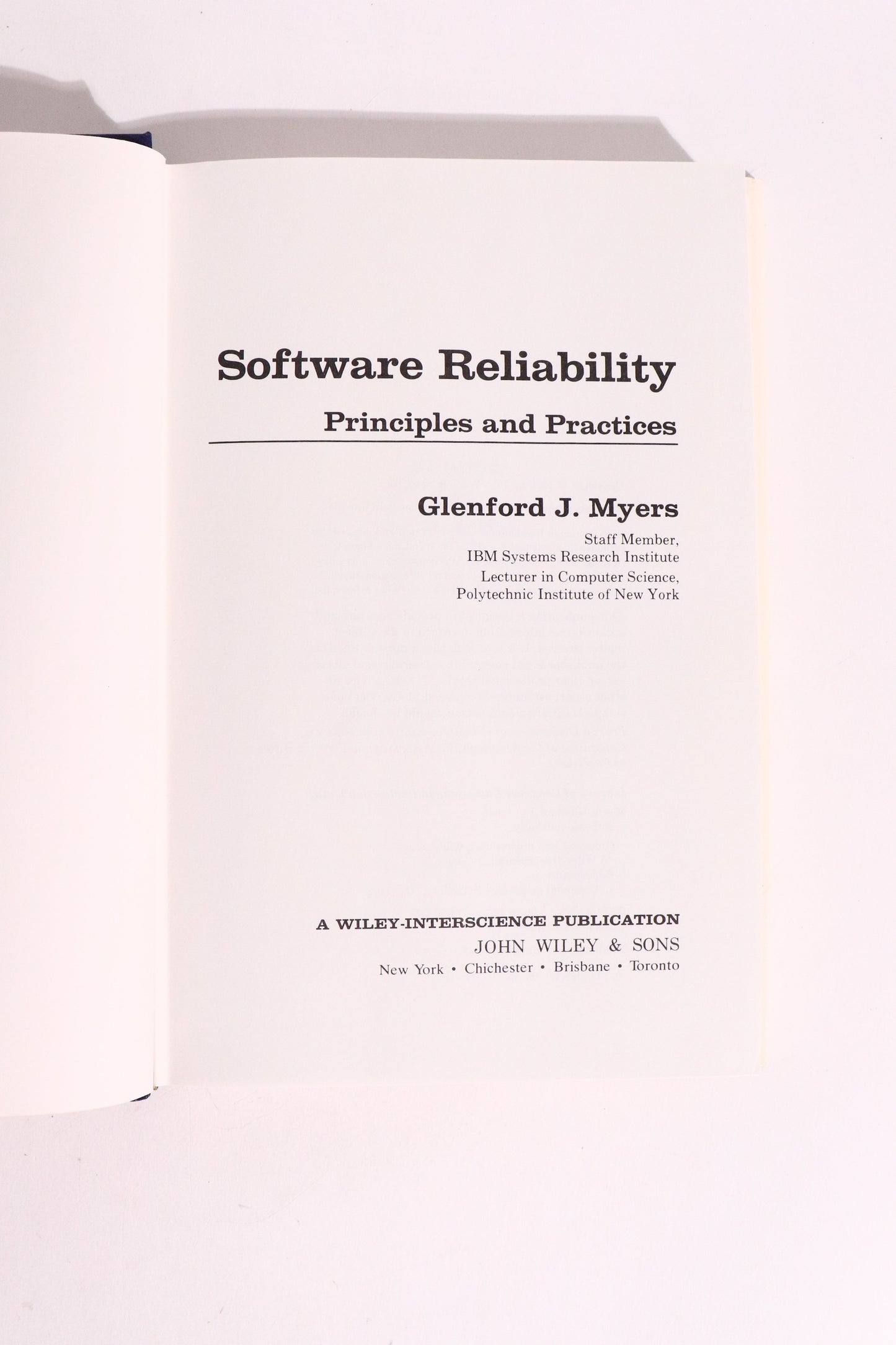 Software Reliability: Principles & Practices — Glenford J. Myers, 1976 | Vintage Software Engineering