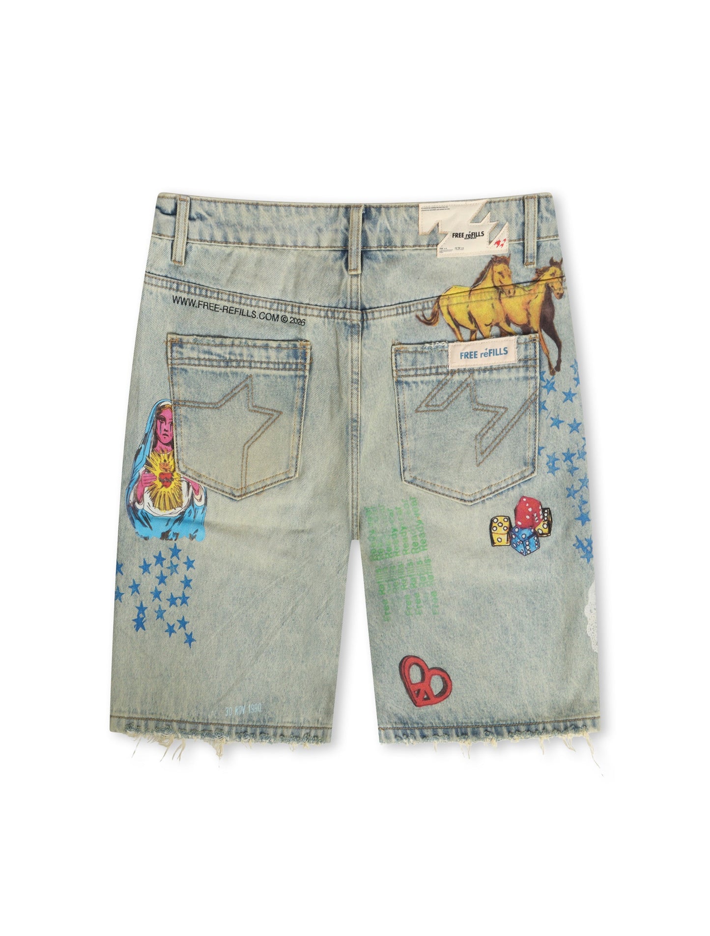 Free Refills Collage Shorts - Light Blue