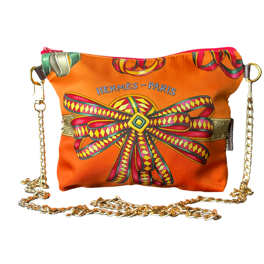 Rubans du Cheval Orange Vintage Silk Scarf Crossbody Bag