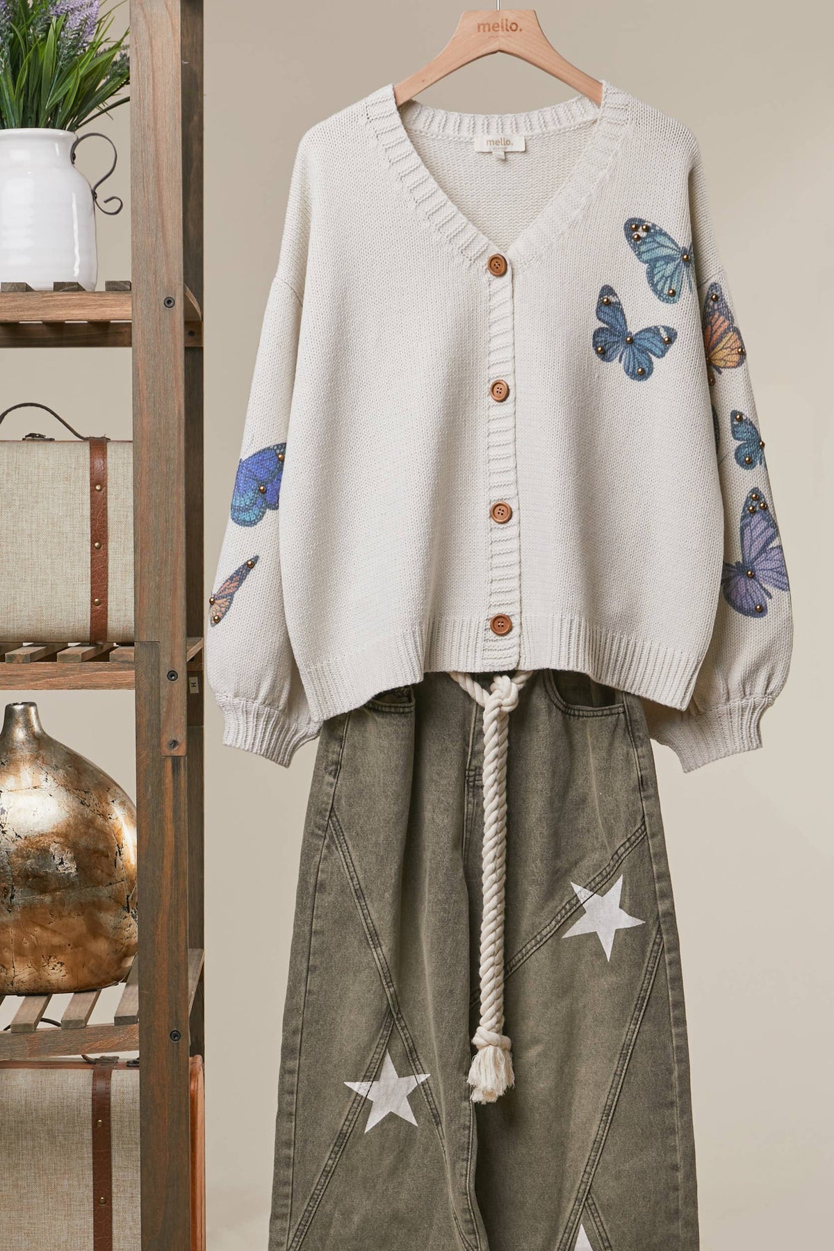Ivory Butterfly Garden Knit Cardigan