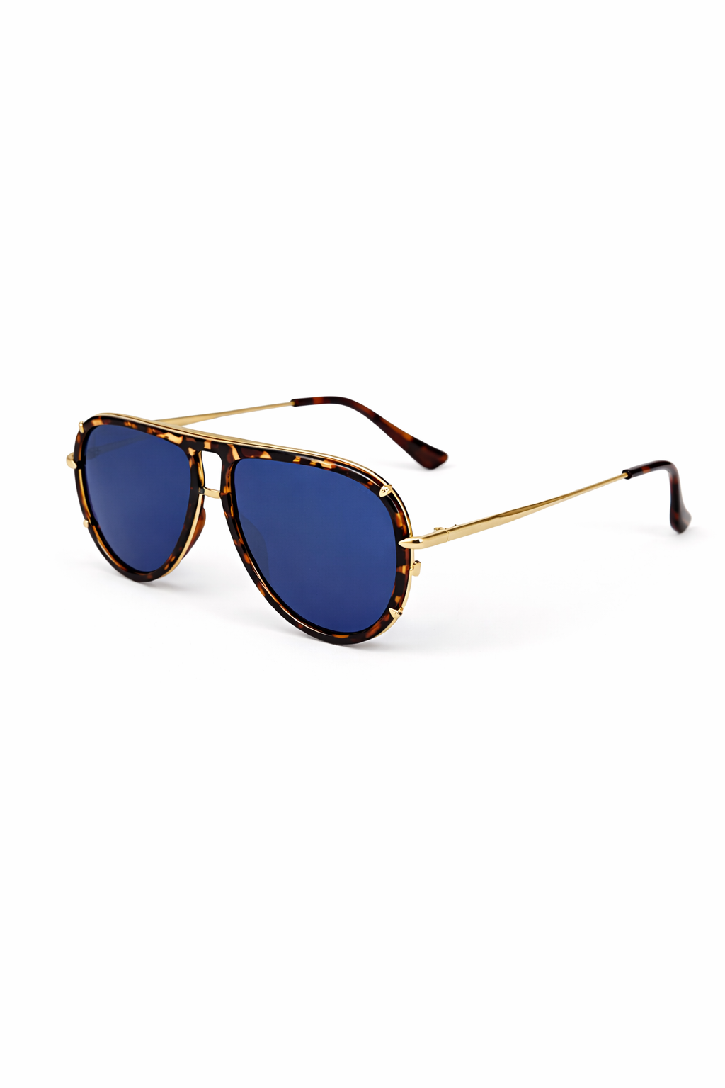 Ivy Luxe - Blue Tangle-Free Round Aviator Sunglasses