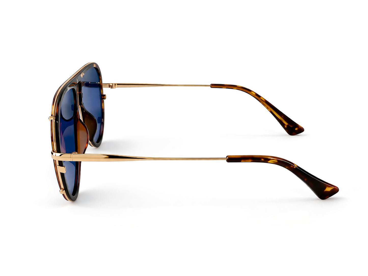 Ivy Luxe - Blue Tangle-Free Round Aviator Sunglasses