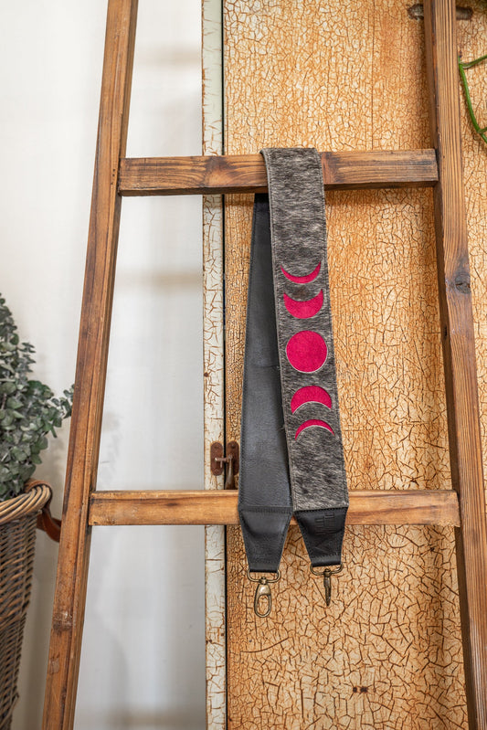 Moon Phase Strap - Hair on Hide/Fuchsia