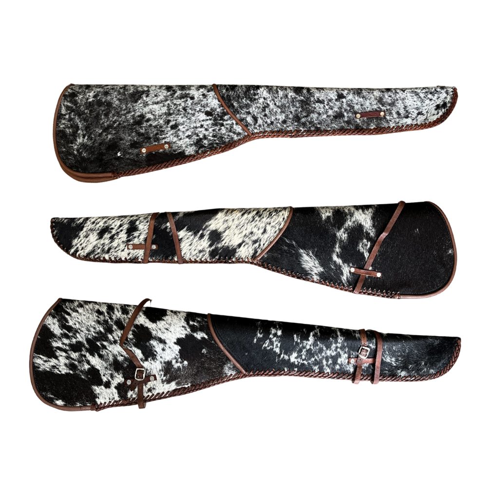 Cowhide Leather Rifle Scabbard / Shotgun Sleeve - Speckled Black