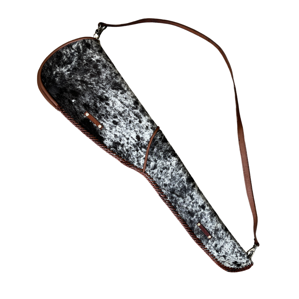 Cowhide Leather Rifle Scabbard / Shotgun Sleeve - Speckled Black