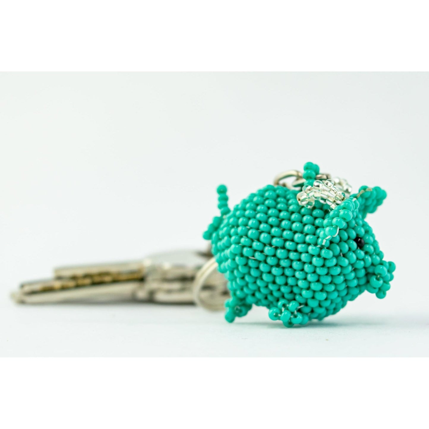 Flying Pig Seed Bead Pink Handmade Keychain - Guatemala