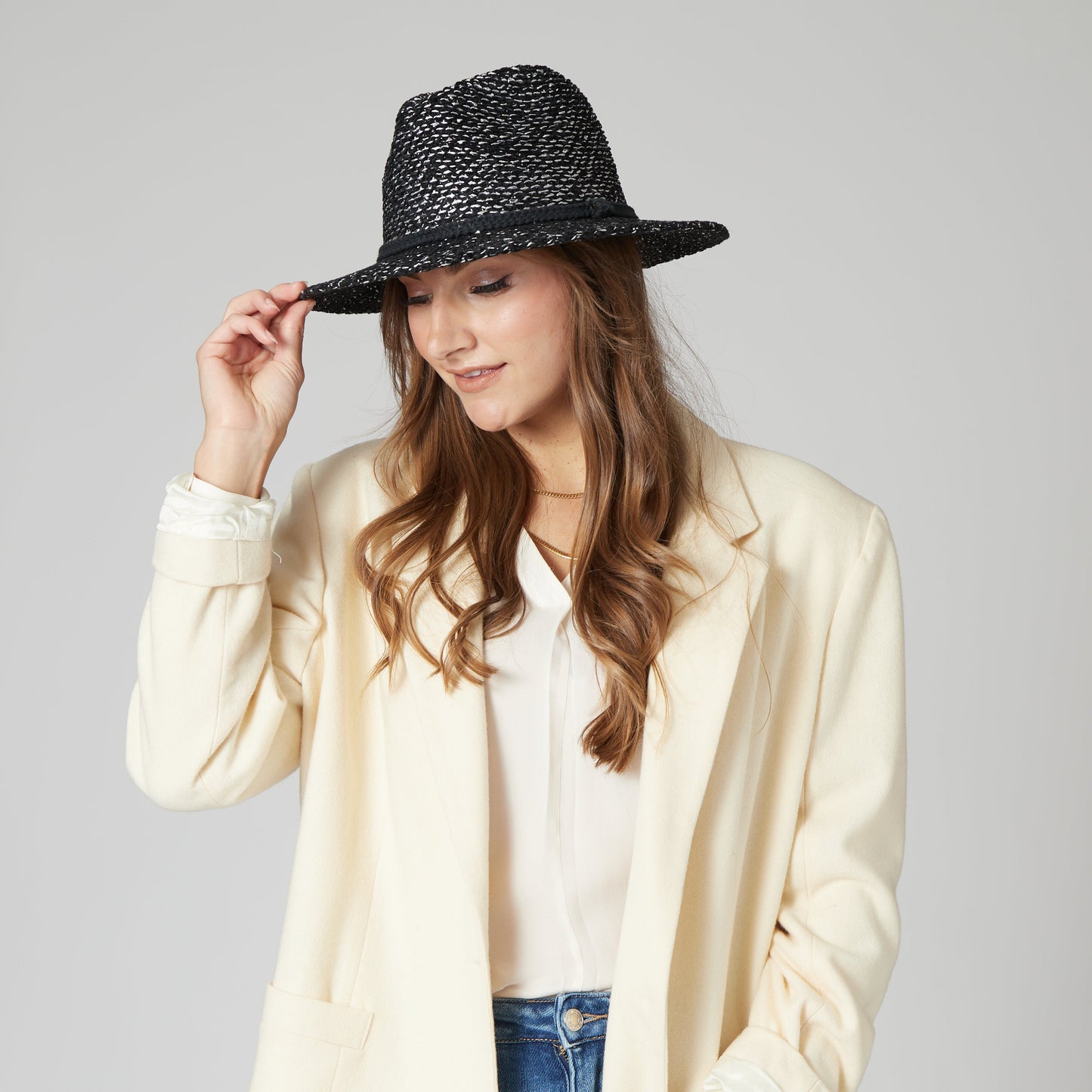 Women's Fedora w/Woven Lurex&Braided Trim