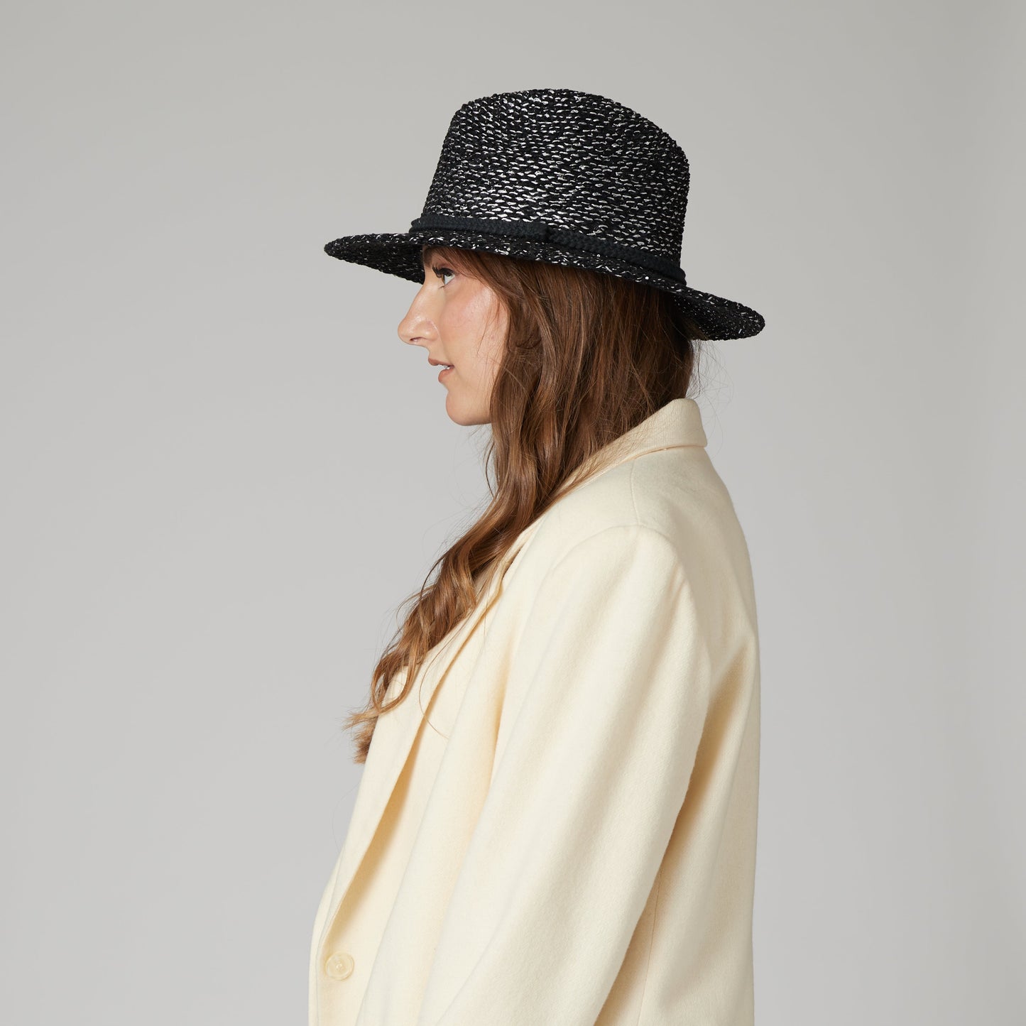 Women's Fedora w/Woven Lurex&Braided Trim