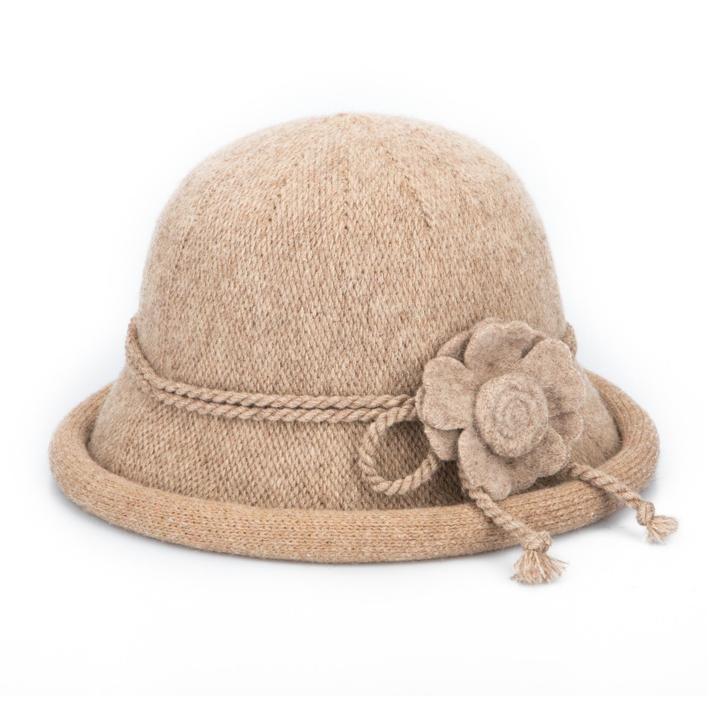 Women's Knit Cloche w/Self Rosette Trim