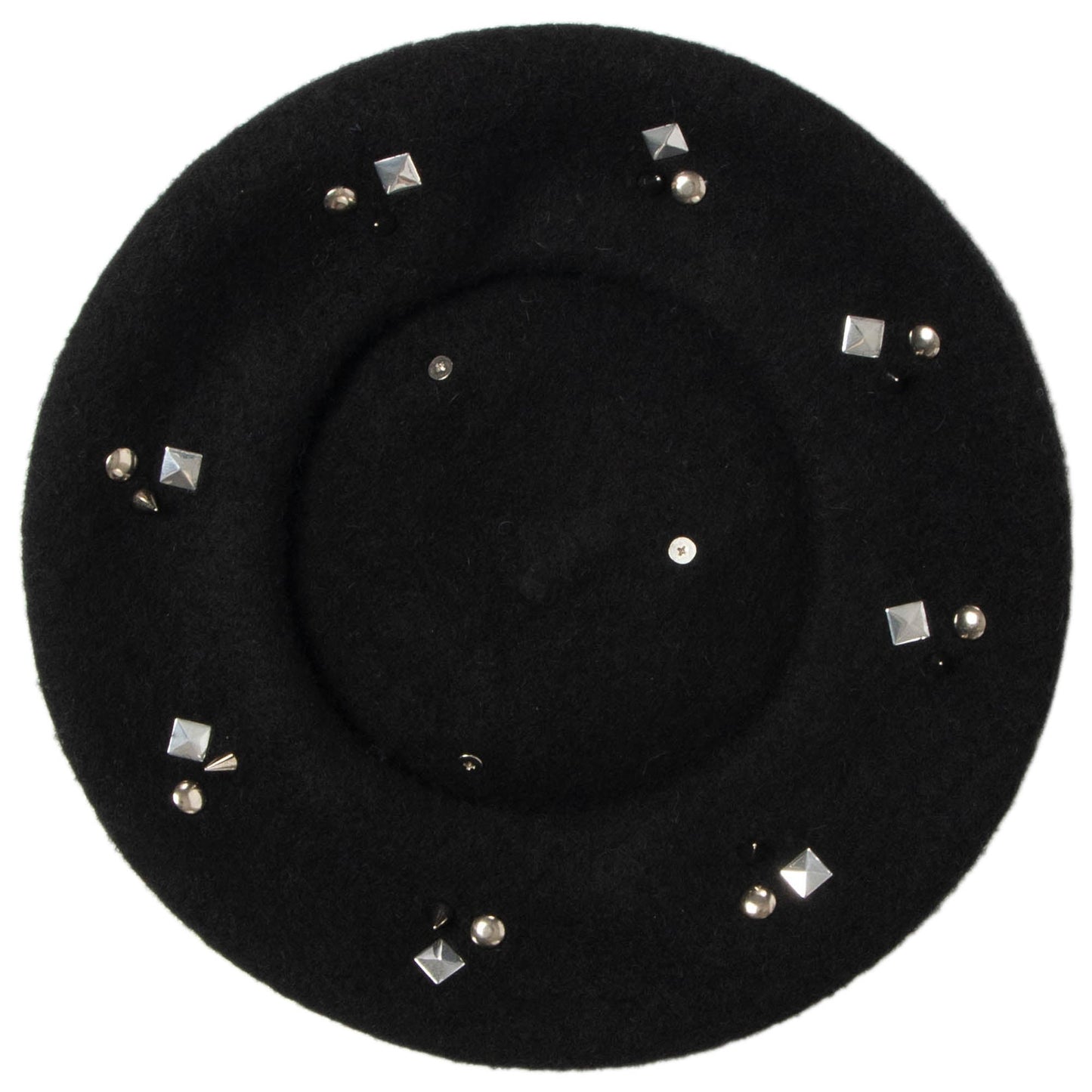 Last Night - Wool Blend Beret  with Metallic Stud Clusters