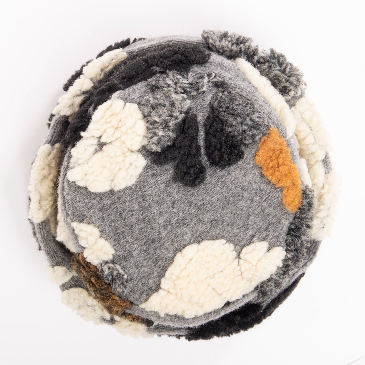 Keyes - Wool Blend Cuffed Beanie with Sherpa Flowers - KNH8084