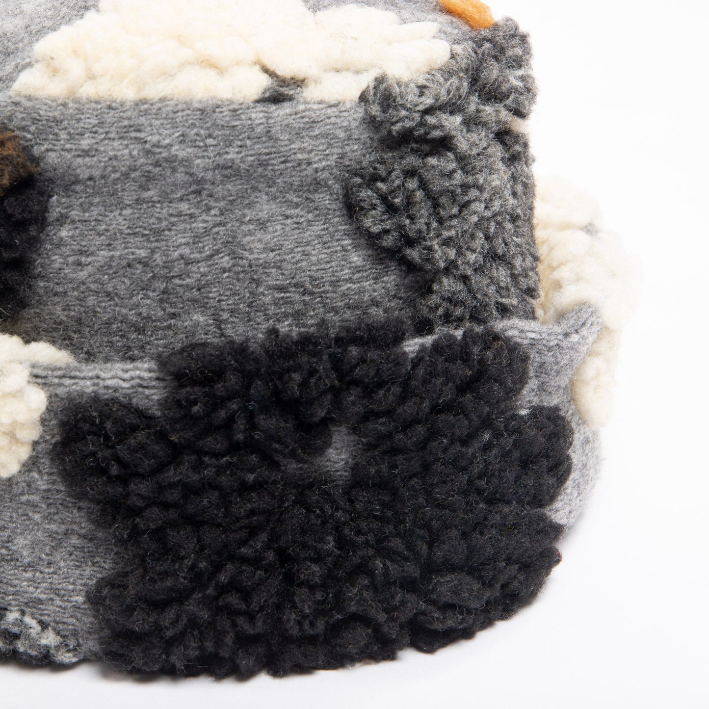 Keyes - Wool Blend Cuffed Beanie with Sherpa Flowers - KNH8084