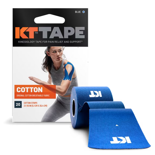 KT Tape Original Cotton Kinesiology Tape, Precut Strips, Blue, 20 Count