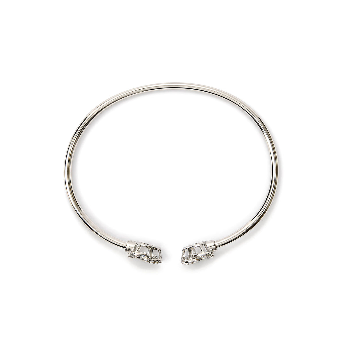 .925 Sterling Silver Diamond Accent Love Knot Flexy Open Bangle Bracelet