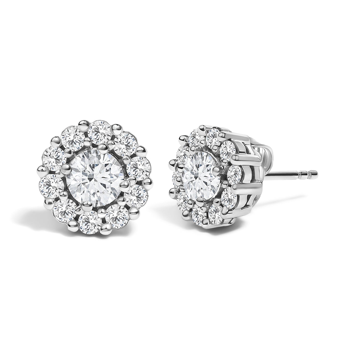 10K White Gold 1 1/2 Cttw Lab Grown Diamond Halo Stud Earrings