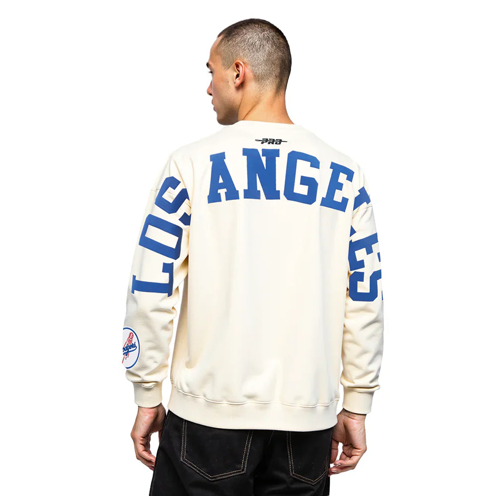 Pro Standard LA Dodgers Wingspan Drop Shoulder Crewneck - Eggshell