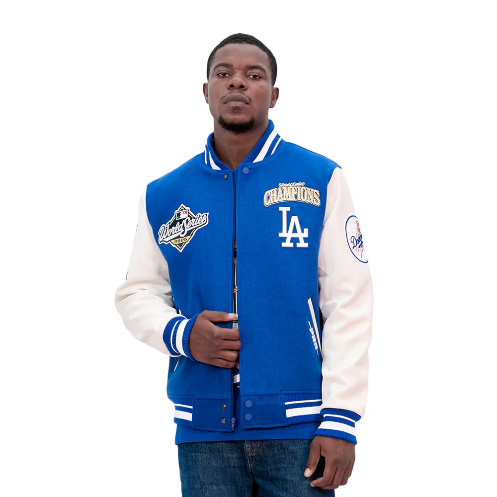 Pro Standard LA Dodgers World Series Wool Varsity Jacket - Royal Blue