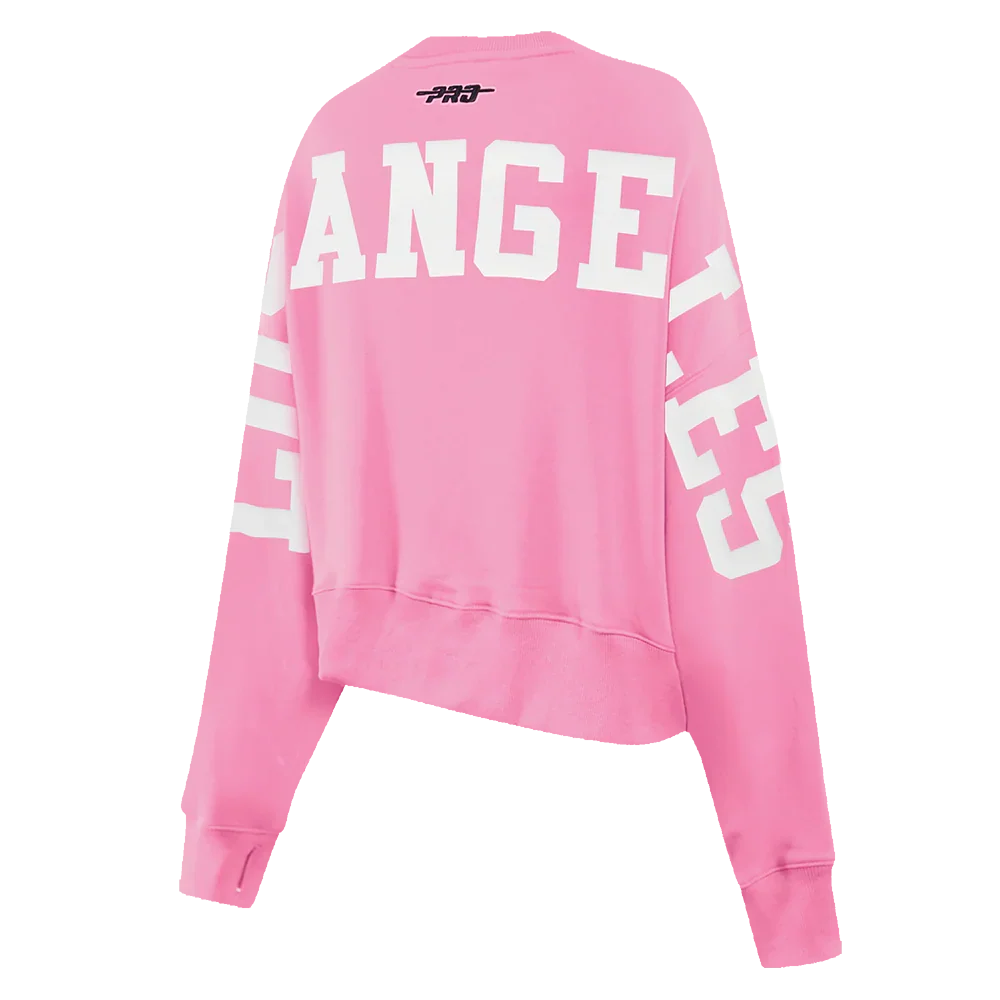 Pro Standard Womens LA Dodgers Cropped Wingspan Crewneck - Pink