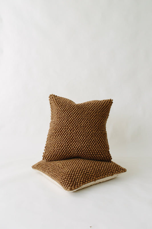 LOOM Imports Brown Nub Wool Pillow