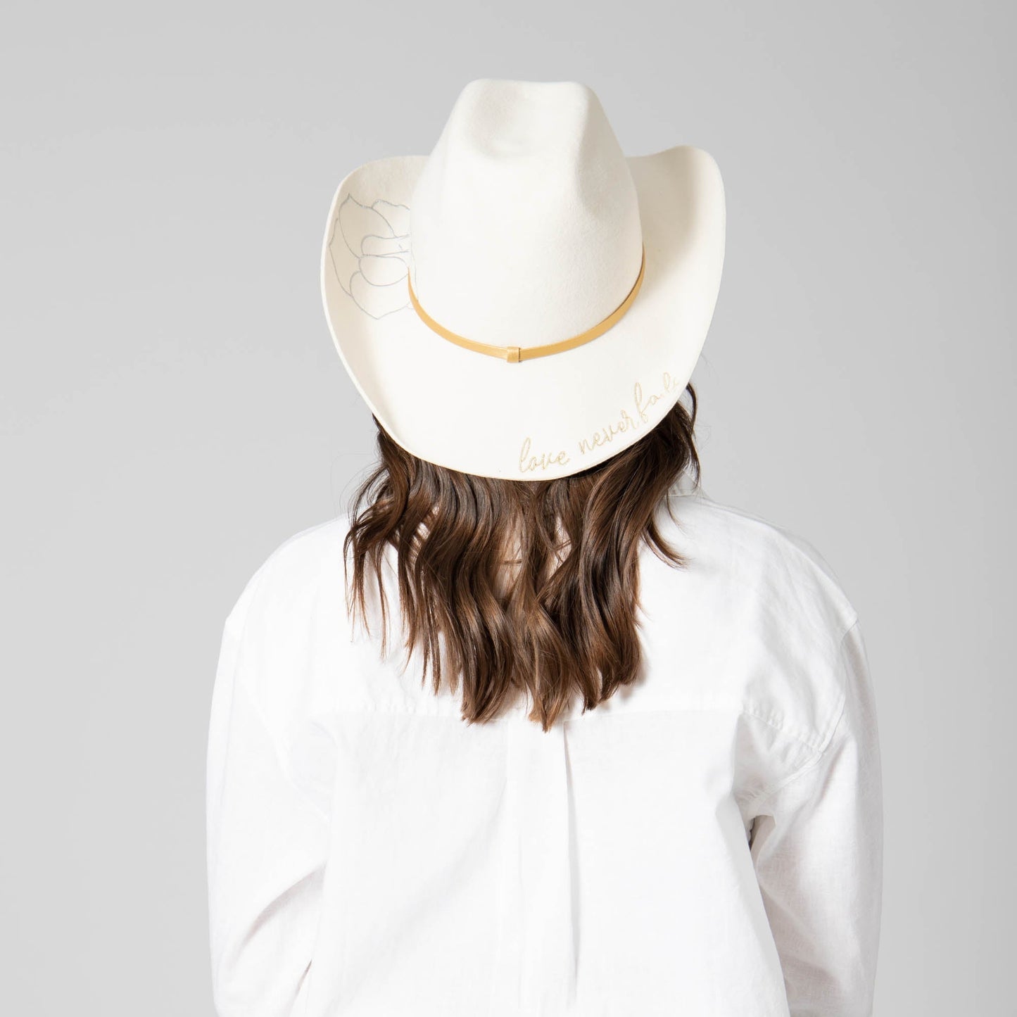 Love Never Fails - Women's Felt Cowboy with Embroidered Rose