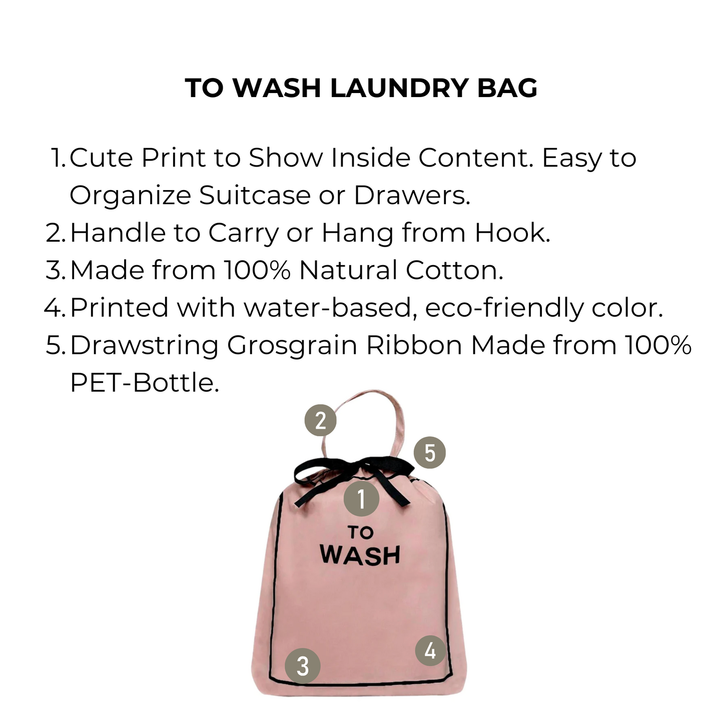 To Wash Laundry Bag, Pink/Blush - Osadia Concept Store