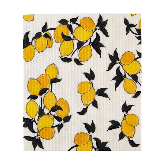 Lemons Organic Compostable Dishcloth | Cotton Kitchen Tea Dish Towel | 7.75" x 7"