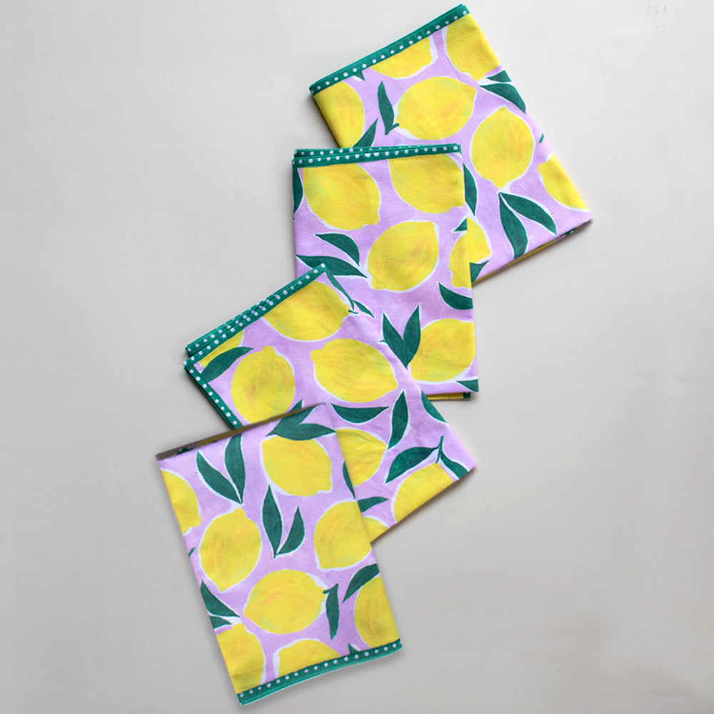 Lemon Print Organic Napkins, 4 Pack