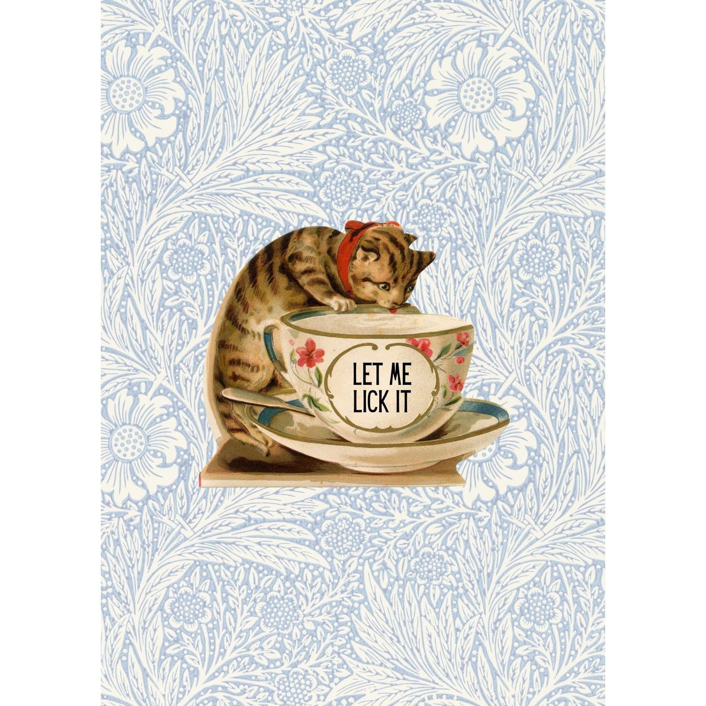 Let Me Lick It Vintage Kitty Framed Wall Art Print | GetBullish Original Quote Sign