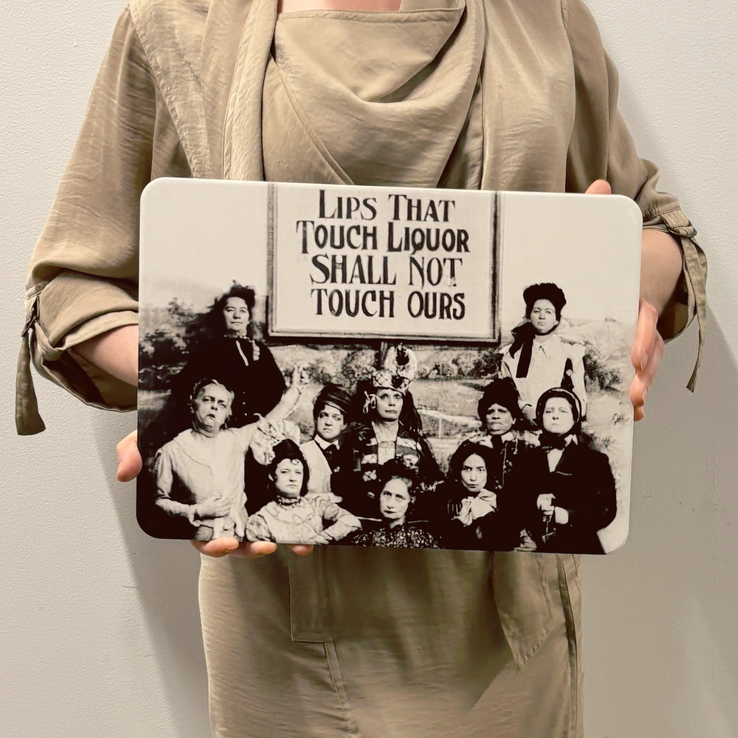 Lips That Touch Liquor Shall Not Touch Ours 13.75" x 10"  Stone Trivet | Prohibition Era Women Hot Dishes Stone Cork Base Stand | 13.75" x 10"