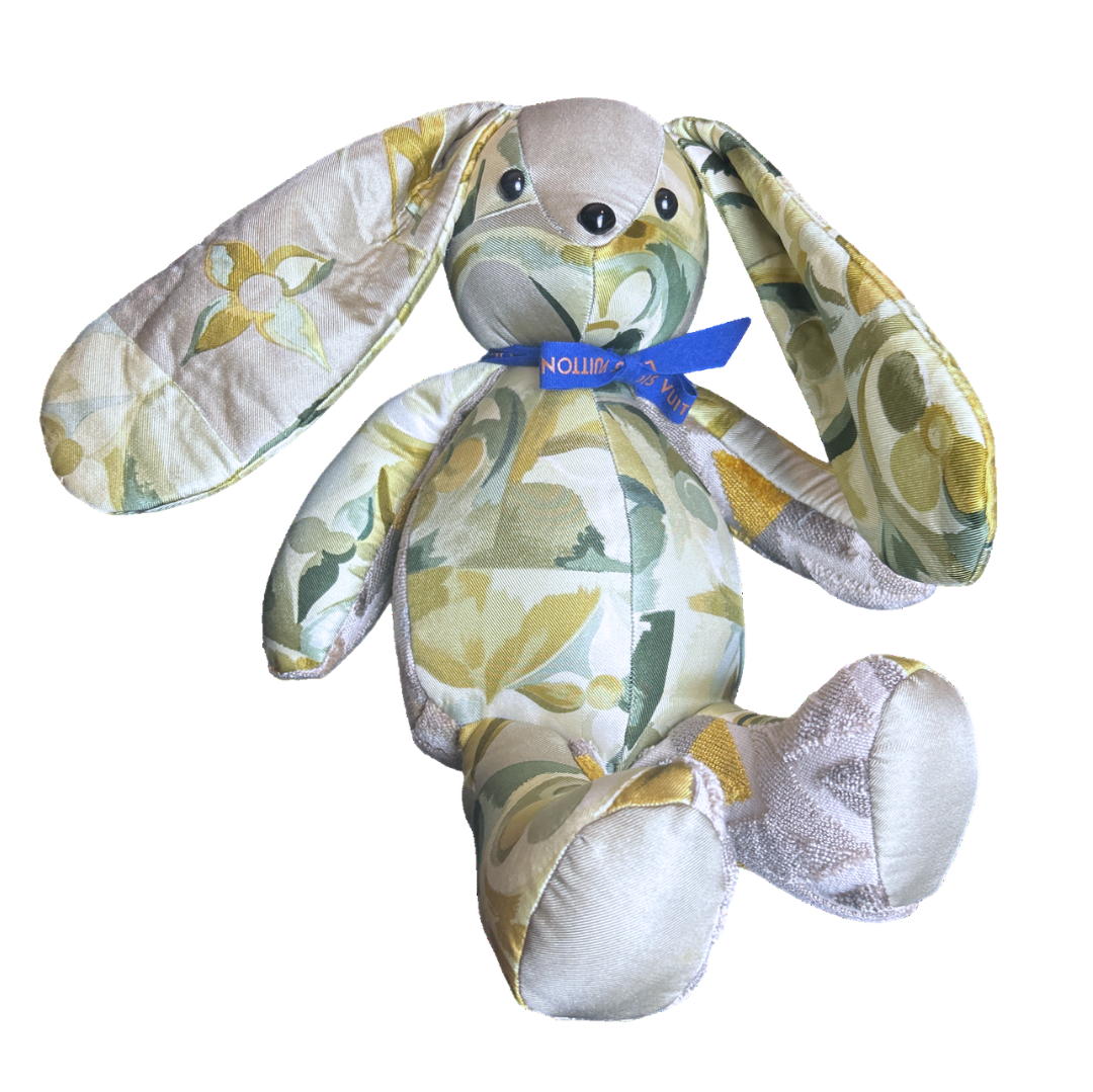 LV Au Fils du Temps Vintage Silk Scarf Patchwork Bunny