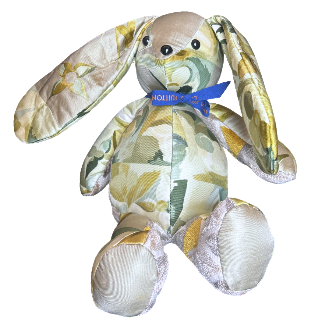 LV Au Fils du Temps Vintage Silk Scarf Patchwork Bunny