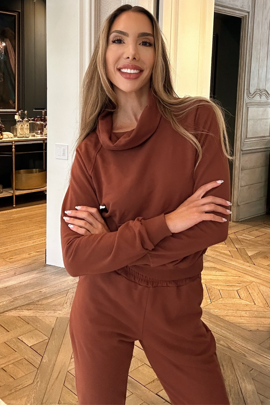 LUDI EXPRESSO Fleece  Pullover Mock Neck Sweatshirt