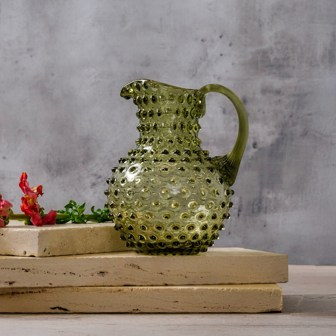 Hobnail Jug - Creamer - Moss Green