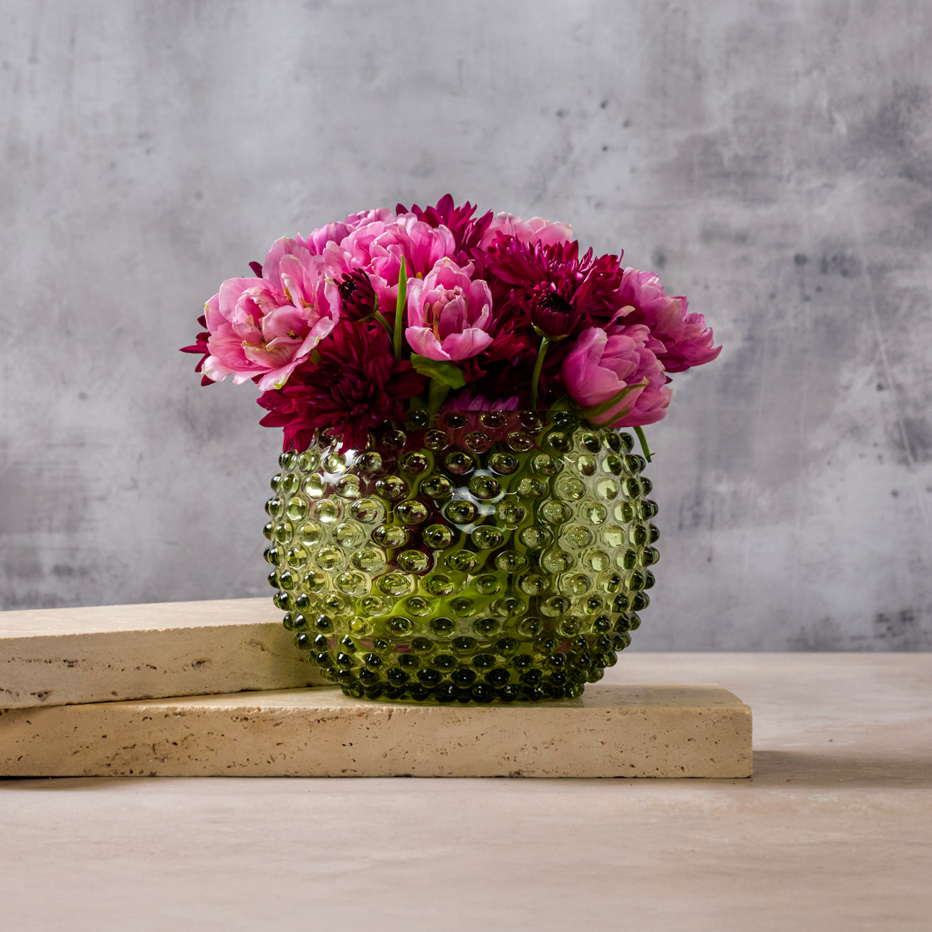 Hobnail Vase - Large - Moss Green