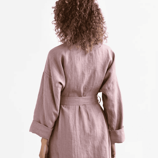 Pure Flax Linen Bathrobe for Women